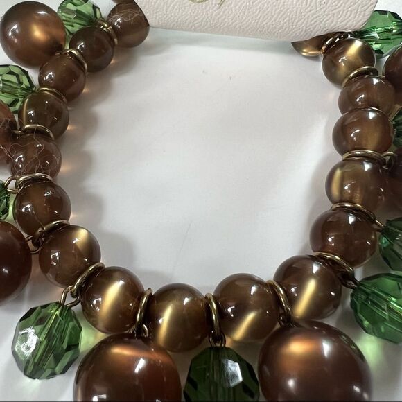 Studio Works Emerald Green Brown Boho Beaded Bracelet NWT - Picture 4 of 8